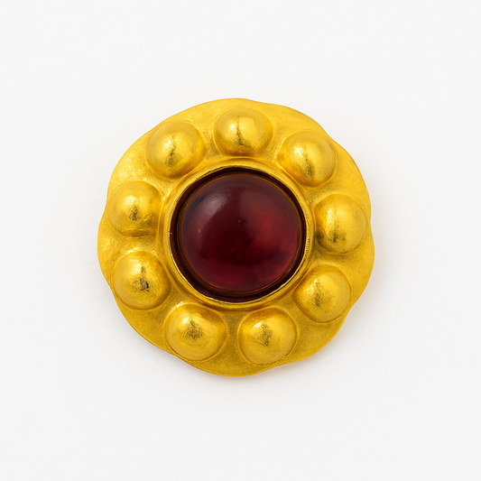 Luxe Line 22K Gold-Plated Kundan Earring with Red Gemstone