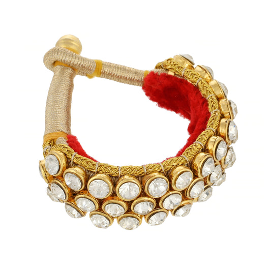 Shinning Stones Kundan Bracelet - 3 Line 22K Gold Plated Bracelet - Handmade Bracelet - Danish Jewellers®