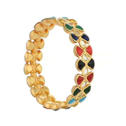 Multi-Style Kundan Bangle - Handmade Bangle - 22K Gold Plated Bangle - Danish Jewellers®