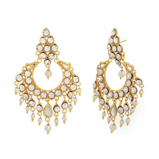 22K Gold Plated Earrings - Kundan Earrings - Antique Design Earrings - Danish Jewellers®
