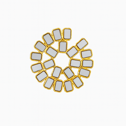 Mirror Style Round Kundan Earrings – 22K Gold Plated Luxe Statement Jewelry