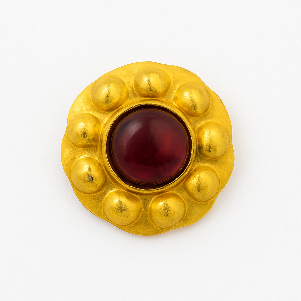 Luxe Line 22K Gold-Plated Kundan Earring with Red Gemstone
