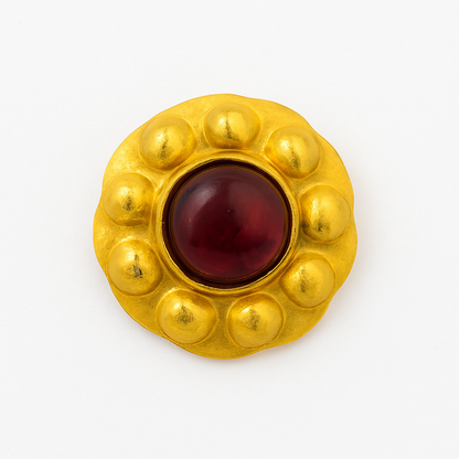 Luxe Line 22K Gold-Plated Kundan Earring with Red Gemstone