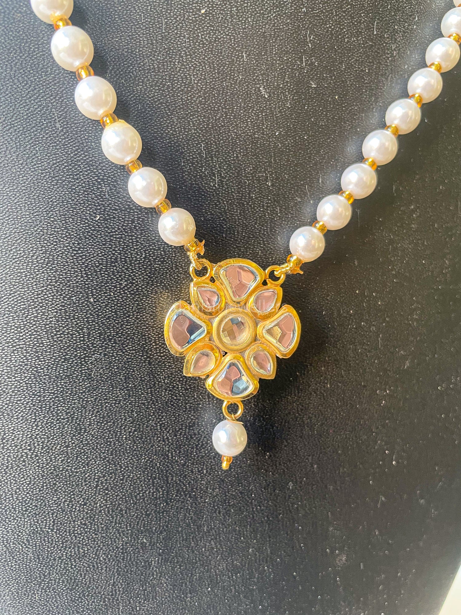 Handcrafted Pearl Kundan Pendant Necklace Set with Earrings | Traditional Ethnic Jewellery for Women