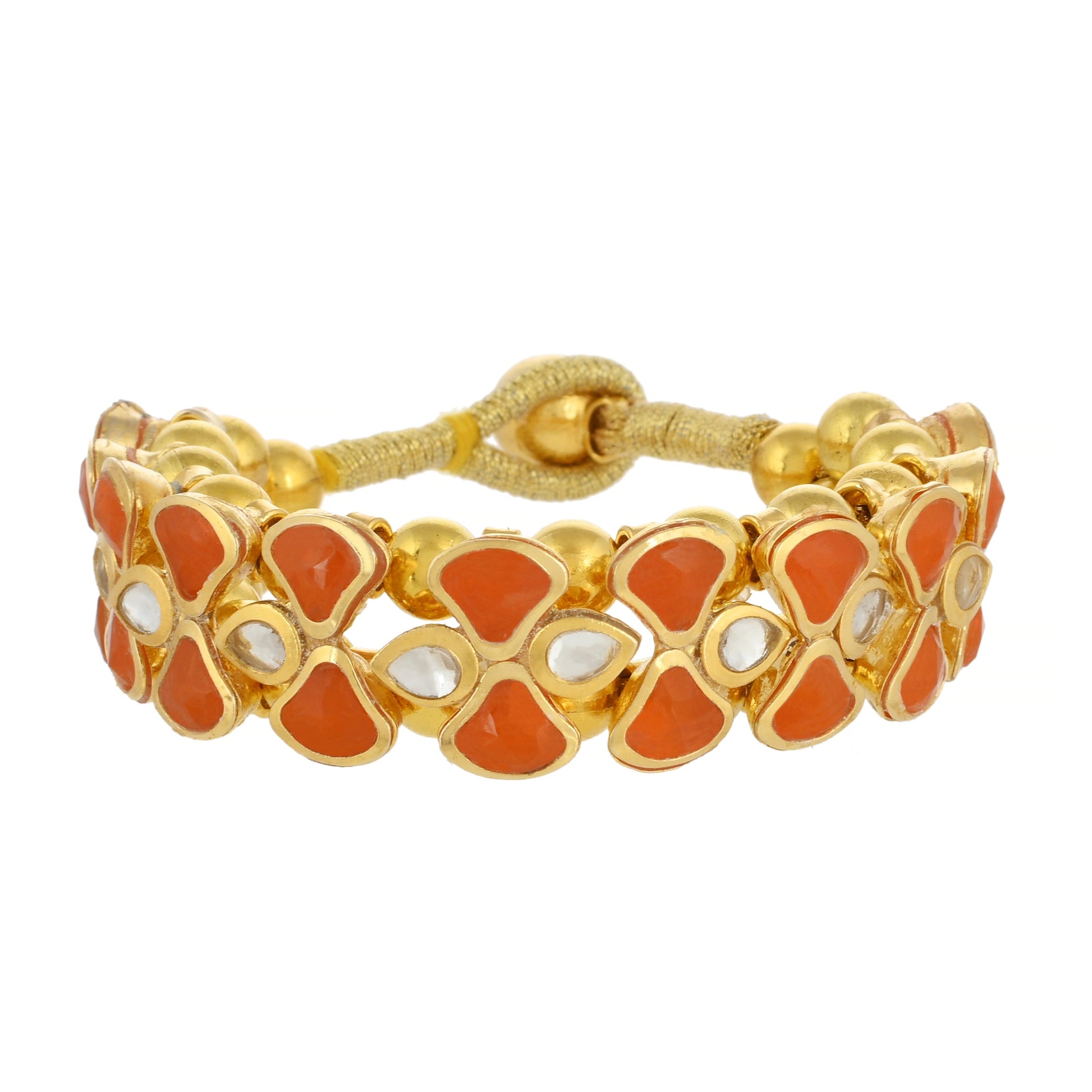 Peach Color Kundan Design Bracelet - Kundan Bracelet - Handmade Bracelet - Danish Jewellers® 