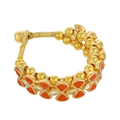 Peach Color Kundan Design Bracelet - Kundan Bracelet - Handmade Bracelet - Danish Jewellers® 