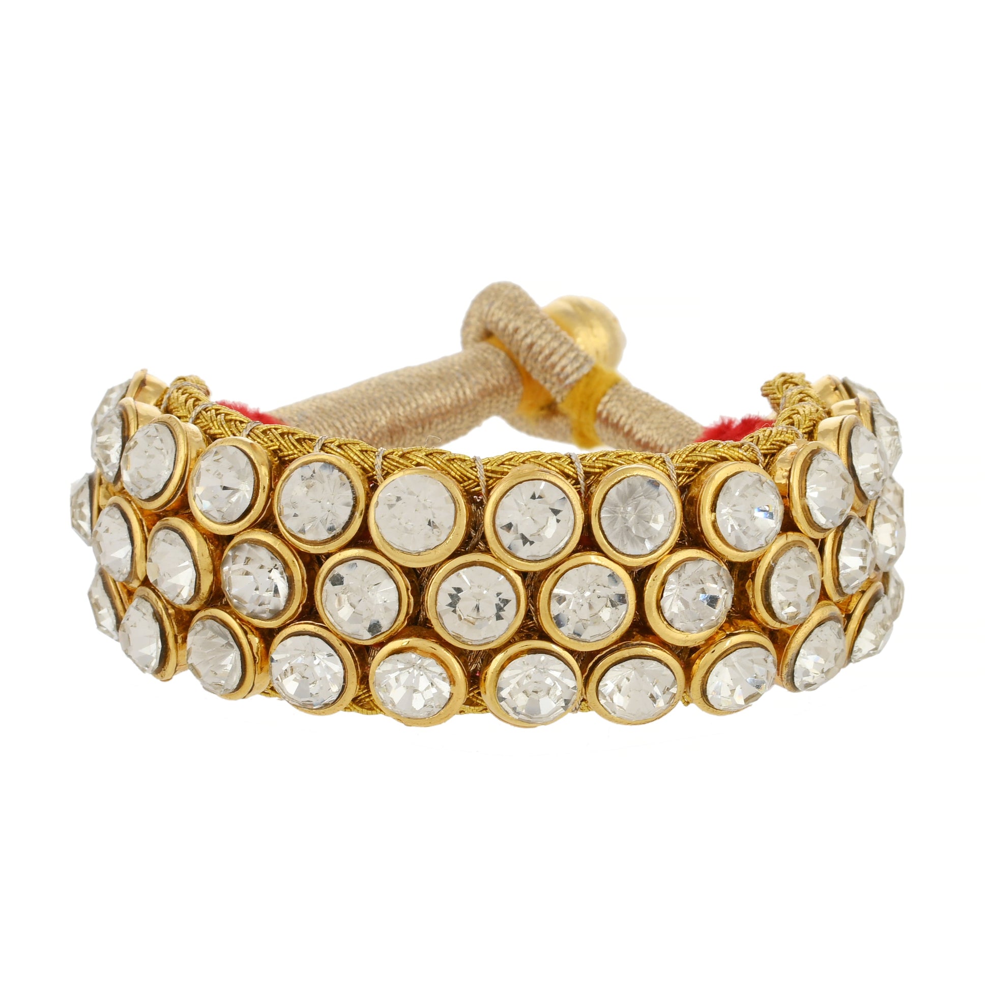 Shinning Stones Kundan Bracelet - 3 Line 22K Gold Plated Bracelet - Handmade Bracelet - Danish Jewellers® 