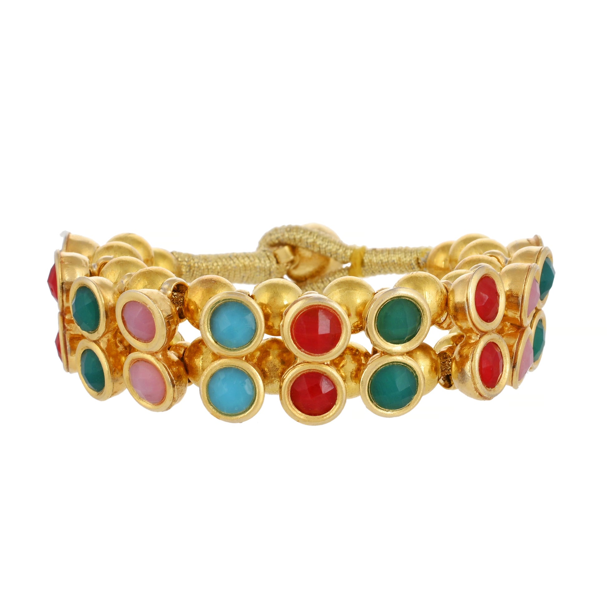 Multi-Round Kundan Bracelet - Kundan Bracelet - Handmade Bracelet - Danish Jewellers® 