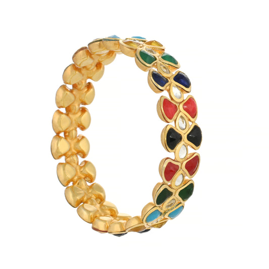 Multi-Style Kundan Bangle - Handmade Bangle - 22K Gold Plated Bangle - Danish Jewellers® 
