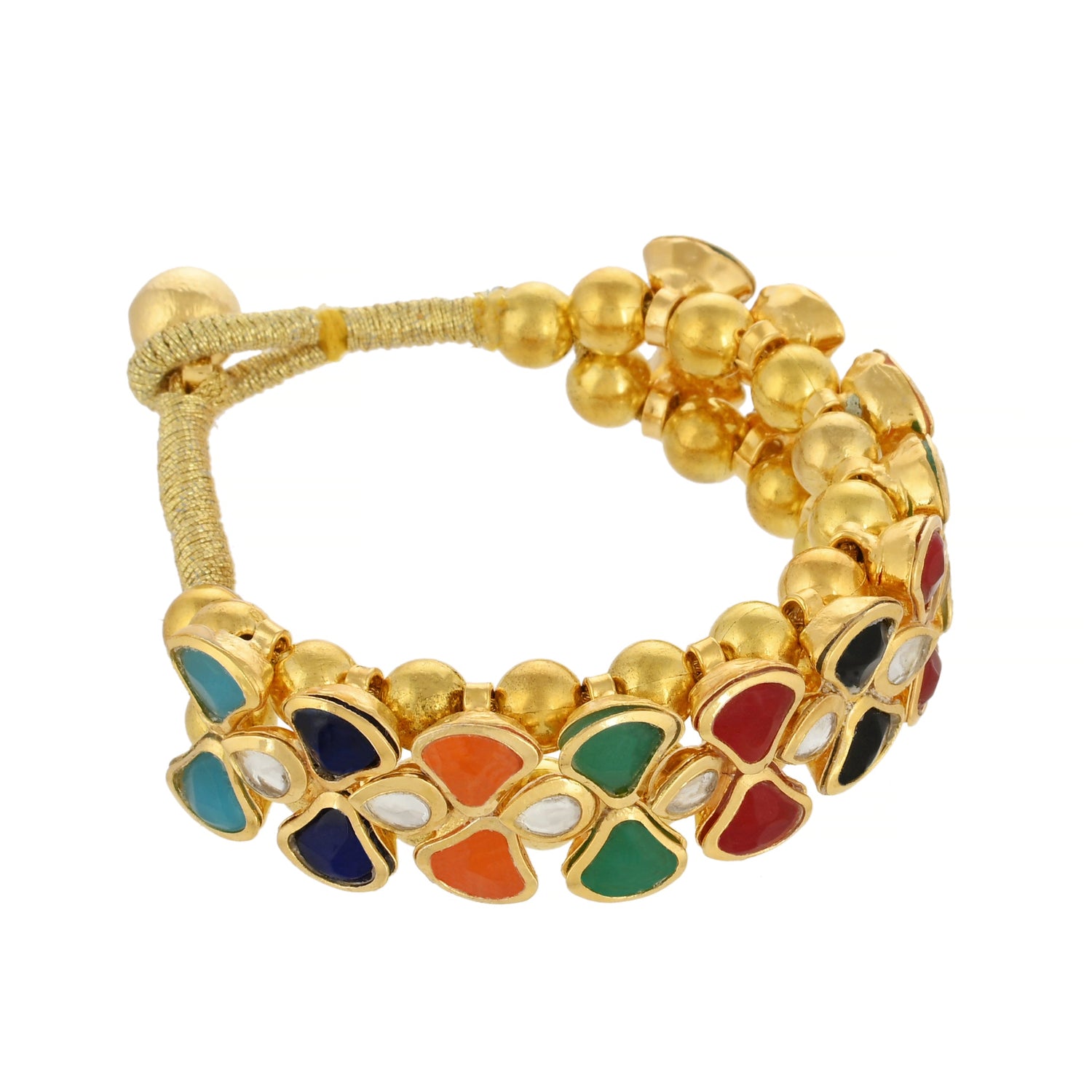 Handcrafted Multi-Color Kundan Bracelet - Kundan Bracelet - Dainty Kundan Bracelet - Danish Jewellers® 