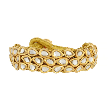 3 Line Kundan Bracelet - 22K Gold Finishing Kundan Bracelet - Danish Jewellers® 