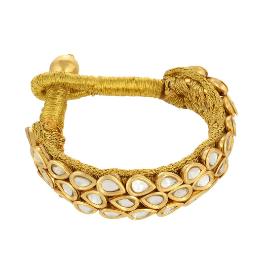 3 Line Kundan Bracelet - 22K Gold Finishing Kundan Bracelet - Danish Jewellers® 