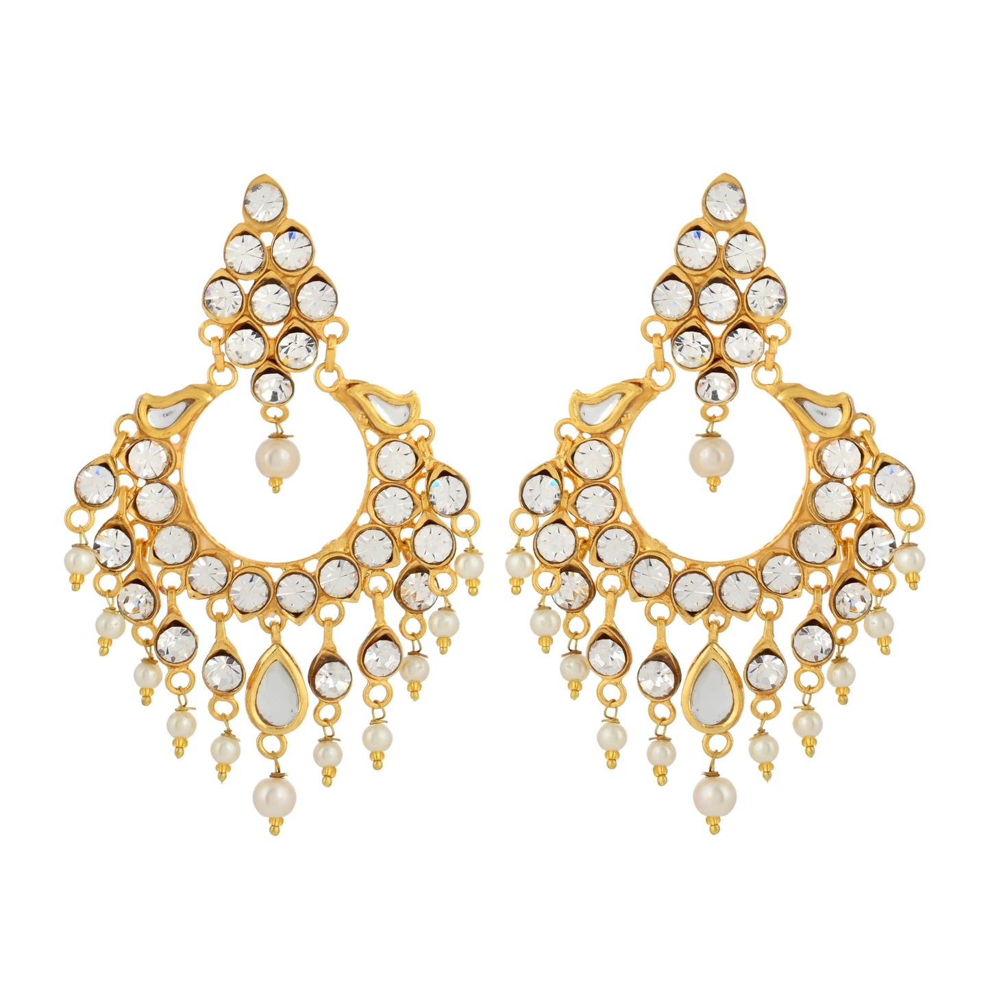 22K Gold Plated Earrings - Kundan Earrings - Antique Design Earrings - Danish Jewellers® 