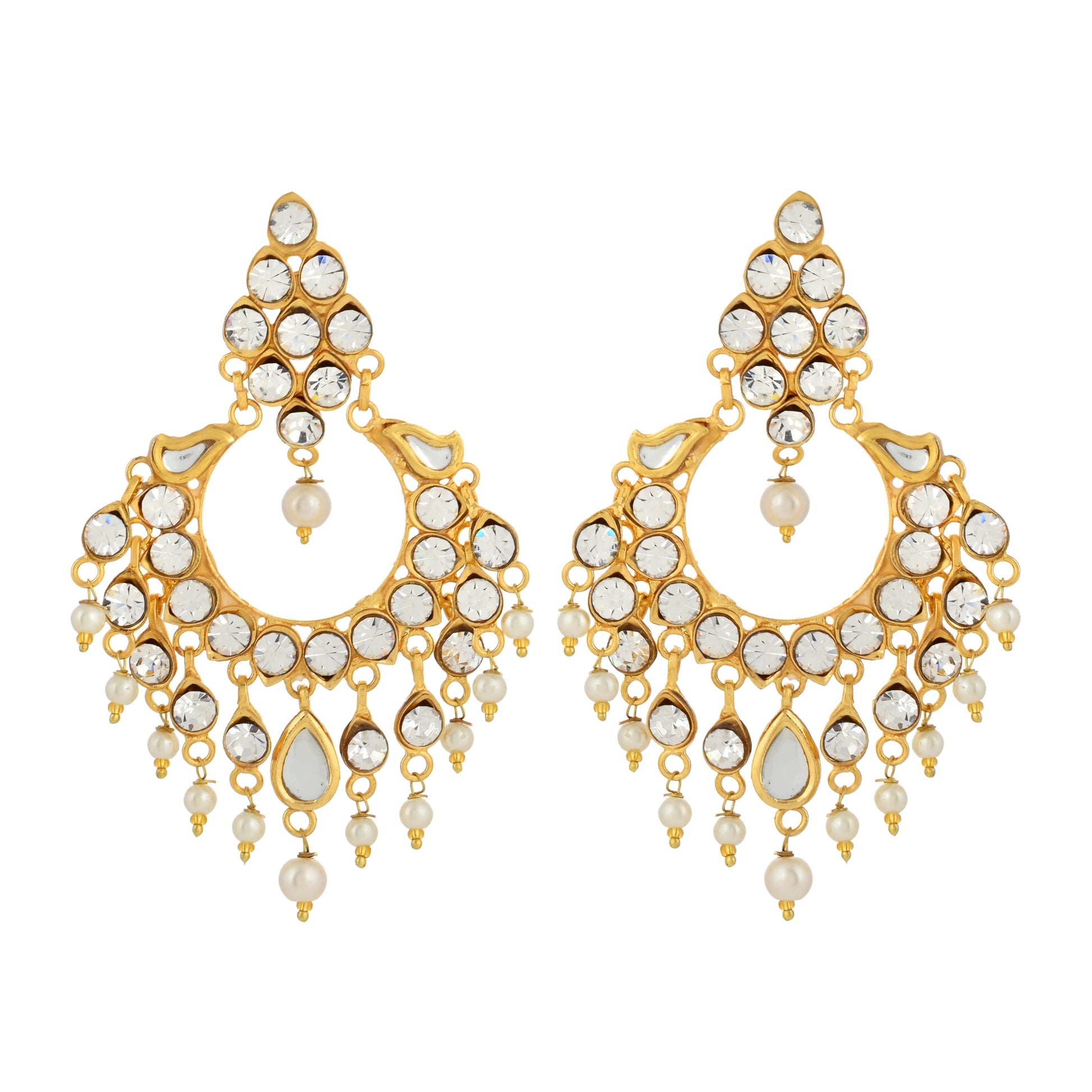 22K Gold Plated Earrings - Kundan Earrings - Antique Design Earrings - Danish Jewellers® 