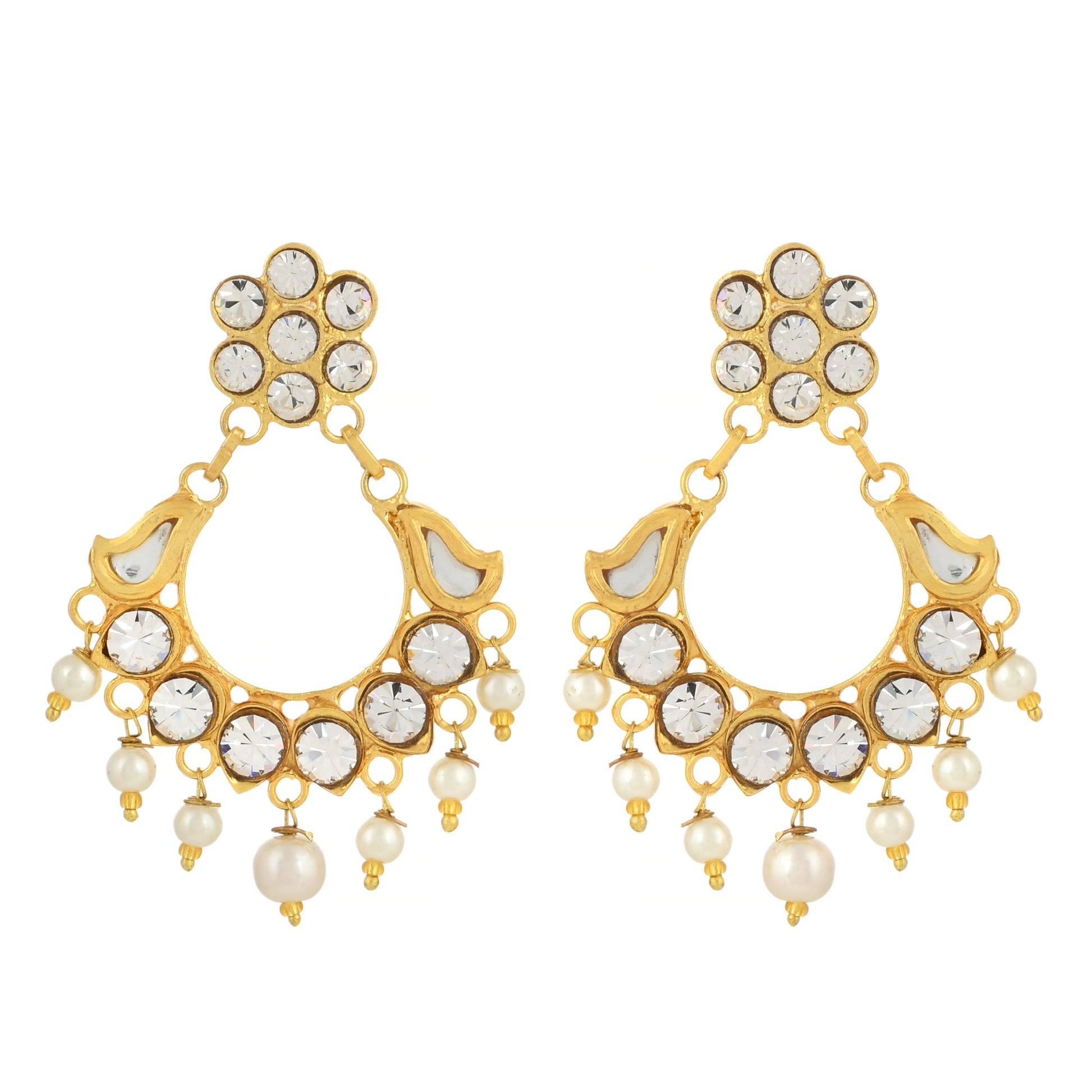 22K Gold Finishing Earrings - Feminine Earrings - Kundan Earrings - Danish Jewellers® 