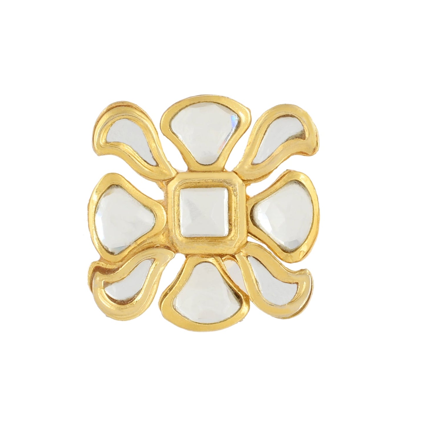 Indian Kundan Ring - Kundan Meena Ring - 22K Gold Plated Ring - Danish Jewellers® 