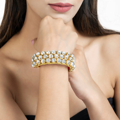 Shinning Stones Kundan Bracelet - 3 Line 22K Gold Plated Bracelet - Handmade Bracelet - Danish Jewellers® 