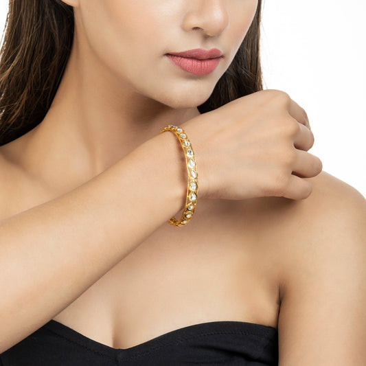 Contemporary Finish Bangle - Handmade Kundan Bangle - 22K Gold Finishing Bangle - Danish Jewellers® 