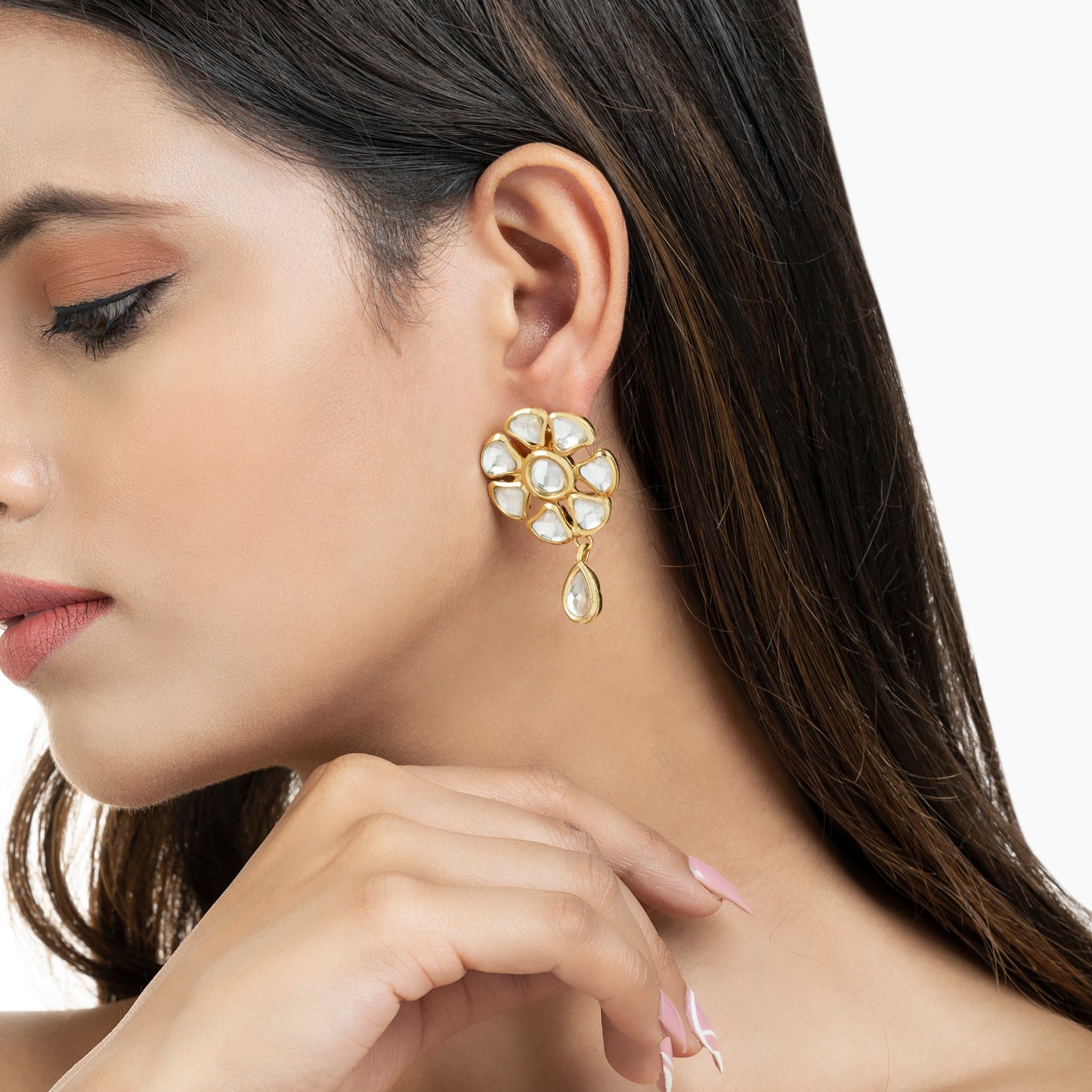 Handcrafted Earrings - Kundan Meena Earrings - Indian Earrings - Danish Jewellers® 