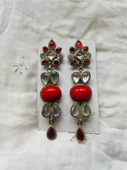 Designer Silver Kundan Earrings