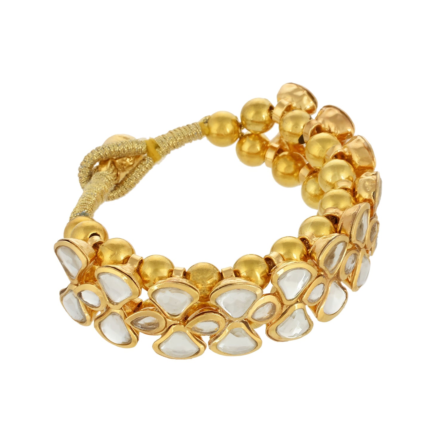 22K Gold Plated Kundan Bracelet - Indian Kundan Bracelet - Handmade Bracelet - Danish Jewellers® 