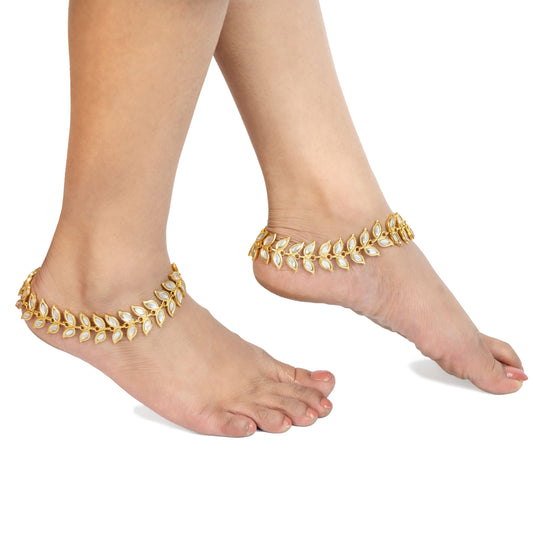 Kundan Payal - 22K Gold Plated Trendy Payal - Indian Payal - Danish Jewellers® 