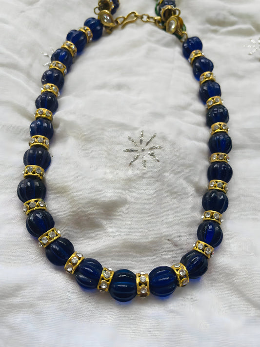 Blue Gold Kundan Necklace